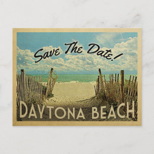 Carte Postale Faire-part Daytona Beach Enregistrer La Date Vintage Nautique