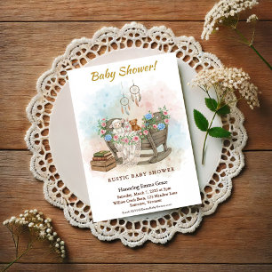Carte Postale Faire-Part de Baby Shower Boho Crib Attrape-Rêves