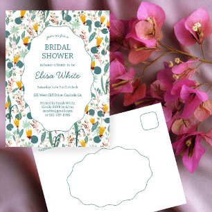 Carte Postale Faire-part de Baby Shower Floral Jardin d'Eau sur