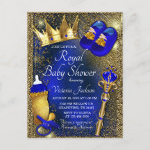Faire-part de Baby Shower pour Prince Bleu Royal e