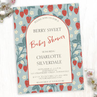 Faire-part de Baby Shower Vintage Douce Fraise