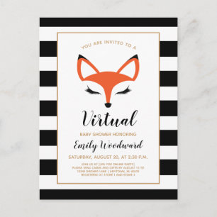 Carte Postale Faire-part de Baby Shower Virtuel avec un Renard M