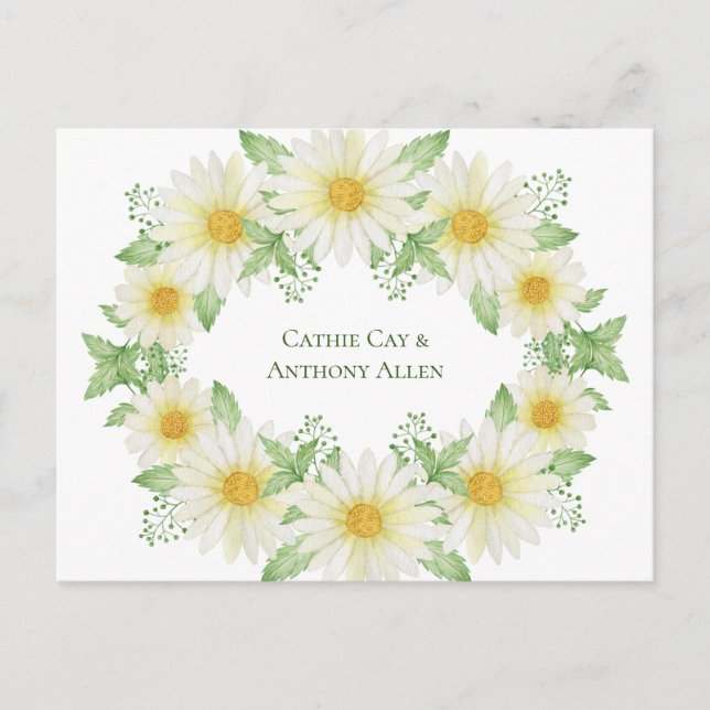 Carte Postale Faire-part de budget à l'aquarelle avec marguerite (Devant)