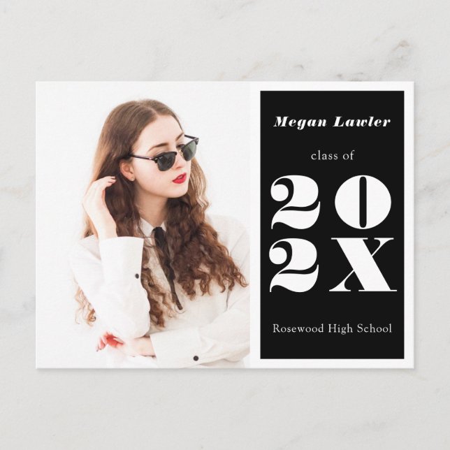 Carte Postale Faire-part de classe tendance noir (Devant)