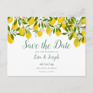 Carte Postale Faire-part de date de mariage Lemons Blossom Elega