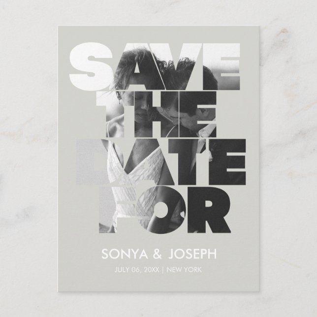 Carte Postale Faire-part de date de mariage moderne et simple av (Devant)