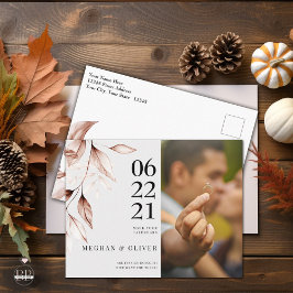 Carte Postale Faire part de date moderne avec feuille de terre c