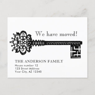 Carte Postale Faire-part de déplacement de clé squelette vintage