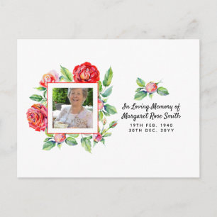 Carte Postale Faire-part de deuil Roses