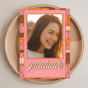 Carte Postale Faire-Part de Diplôme Photo de Promotion Rétro Vin