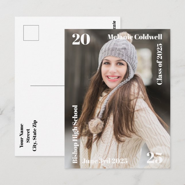 Carte Postale Faire-part de diplômes modernes personnalisés (Devant / Derrière)