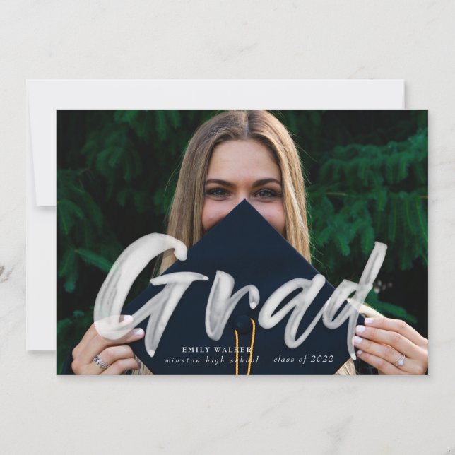 Carte postale faire-part de graduation en écriture (Devant)