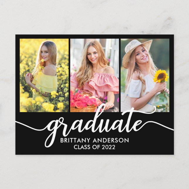 Carte Postale Faire-part de graduation moderne 3 photo (Devant)