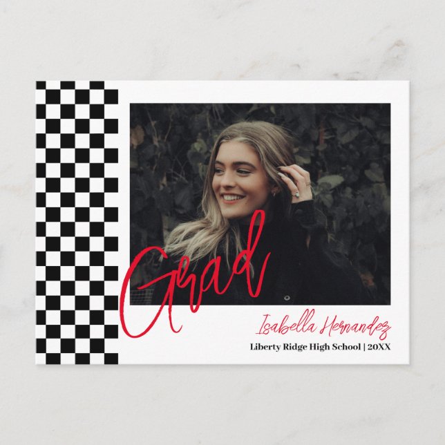 Carte postale Faire-part de graduation noir et bla (Devant)