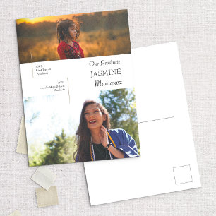 Carte Postale Faire-part de graduation photo moderne d'hier et d