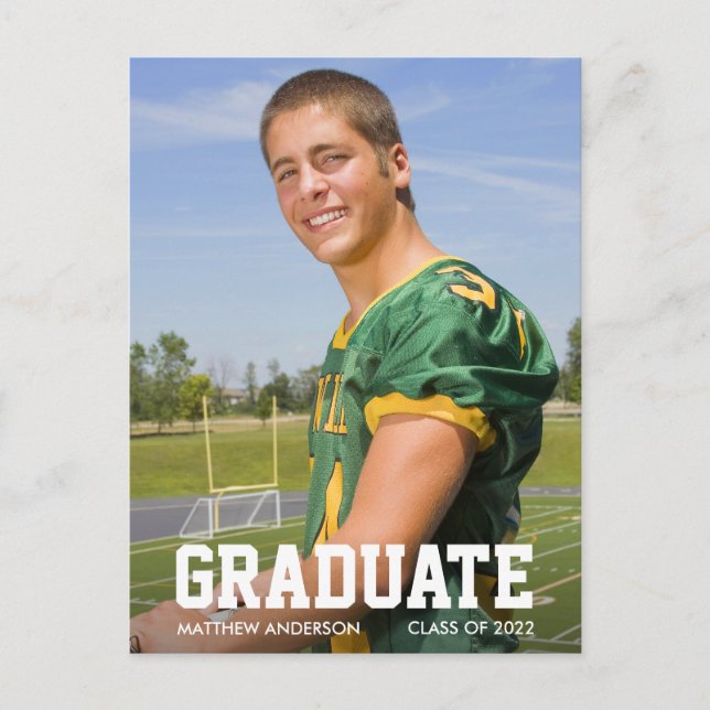 Carte Postale Faire-part de graduation sportive moderne photo (Devant)