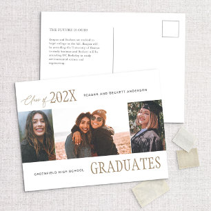 Carte Postale Faire-part de graduation Trio Multiphoto moderne