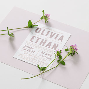Carte Postale Faire-part de mariage à la typographie moderne