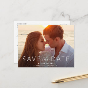 Carte Postale faire part de mariage à lettrage blanc