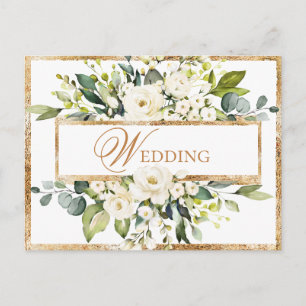Carte Postale Faire-part de mariage à motif monogramme floral or