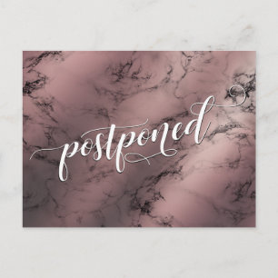 Carte Postale Faire-part de mariage ajourné en marbre doré rosé