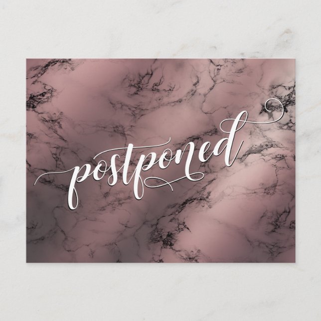 Carte Postale Faire-part de mariage ajourné en marbre doré rosé (Devant)