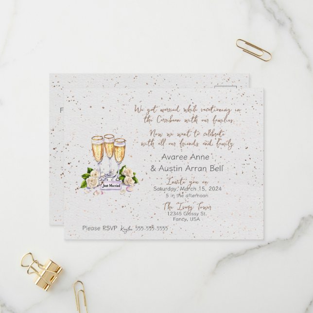 Carte postale Faire-part de mariage après la cérém (Devant/Arrière en situation)