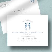 Faire-part de mariage aquarelle Cheval marin Bleu