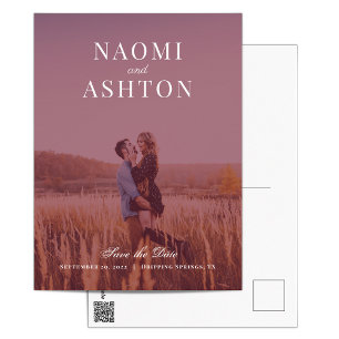 Carte Postale Faire-part de mariage avec superposition brossée