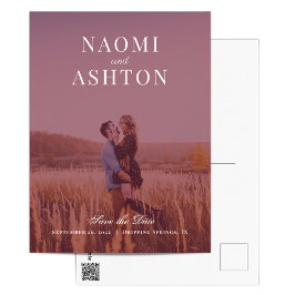 Carte Postale Faire-part de mariage avec superposition brossée