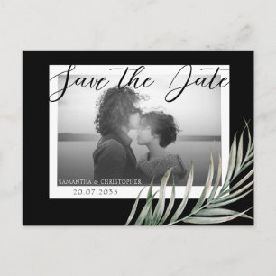 Carte Postale Faire-part de mariage Bohème Photo Feuillage Noir