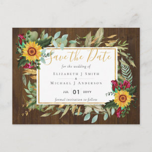Carte Postale Faire-part de mariage champêtre avec des roses de