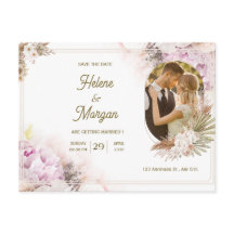 Carte postale faire-part de mariage crème beige