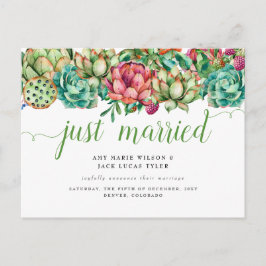 Carte Postale Faire-part de mariage de cactus succulent rustique