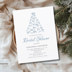 Carte Postale Faire-part de mariage de Noël avec nœud gribouillé