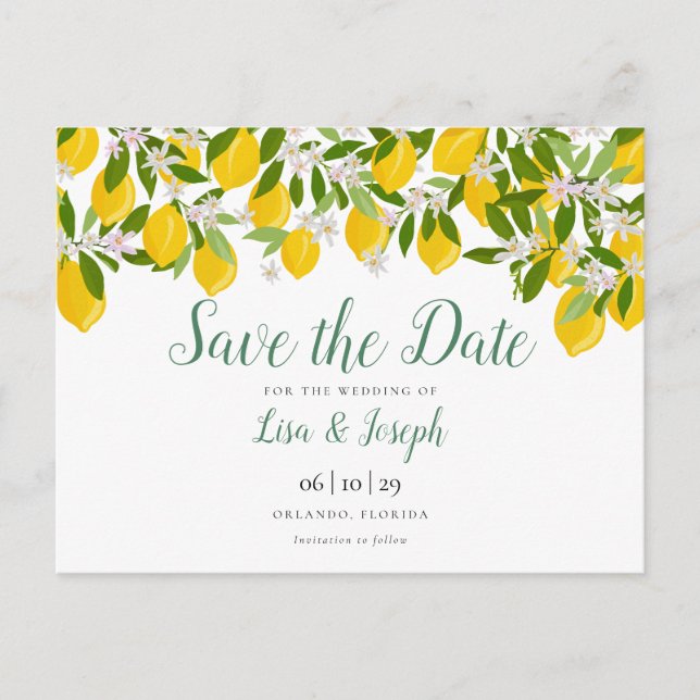 Carte Postale Faire-part de mariage élégant à motif de fleurs de (Devant)