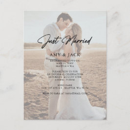 Carte Postale Faire-part de mariage élégant avec photo moderne s