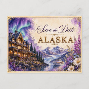 Carte Postale Faire-part de mariage "Élégante Alaska" avec date