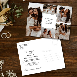 Carte Postale Faire-part de mariage moderne avec 5 photos