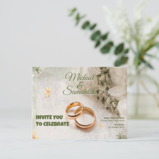 CARTE POSTALE FAIRE-PART DE MARIAGE ORNAMENTALE AVEC PHOTOS