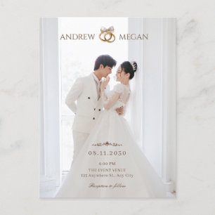Carte Postale Faire-part de mariage photo blanc