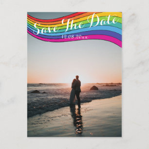 Carte Postale Faire-part de mariage photo casual moderne arc-en-