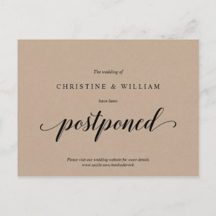 Carte Postale Faire-part de mariage reporté Kraft rustique,,