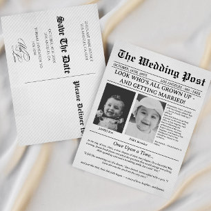 Carte Postale Faire-Part de Mariage Unique Journal Drôle Enfants
