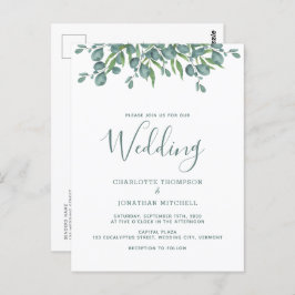 Carte Postale Faire-part de mariage vert de l'Eucalyptus Botaniq