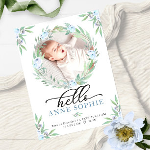 Carte Postale Faire-part de naissance avec photo de verdure & Re