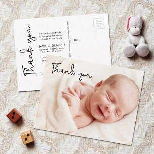 Carte Postale Faire-part de naissance bébé écriture manuscrite m