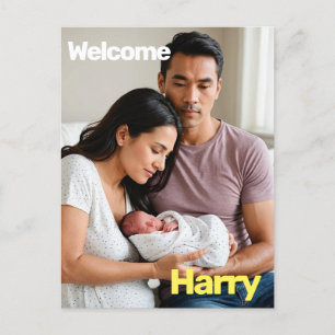 Carte Postale faire-part de naissance bébé personnalisé - minimu