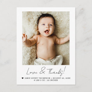 Carte Postale Faire-part de naissance de bébé avec photo et text
