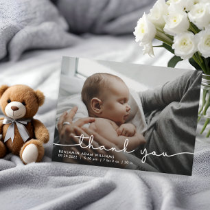 Carte Postale Faire-part de naissance de bébé avec un script Mer
